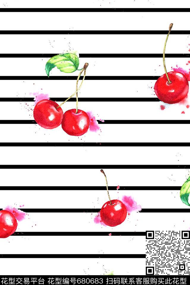 波点条纹水果数码印花华亿平台下载（图片编号: 680683） - 瓦栏（Walan）