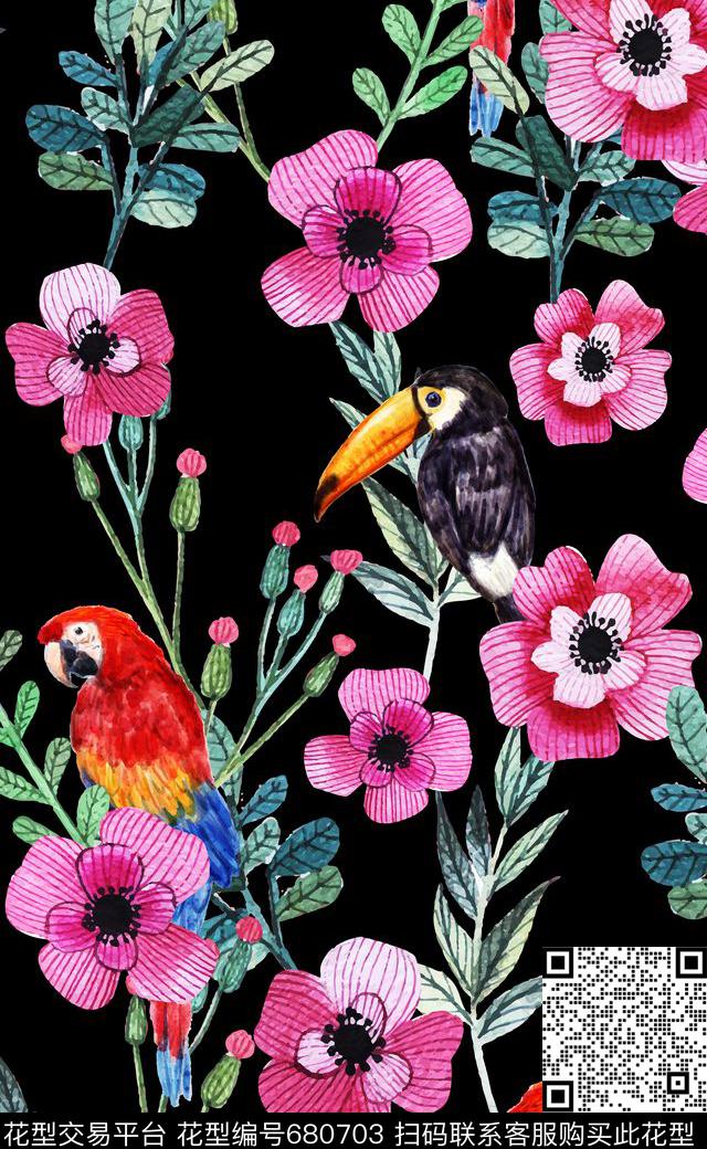 泳装比基尼热带鸟数码印花华亿平台下载（图片编号: 680703） - 瓦栏（Walan）