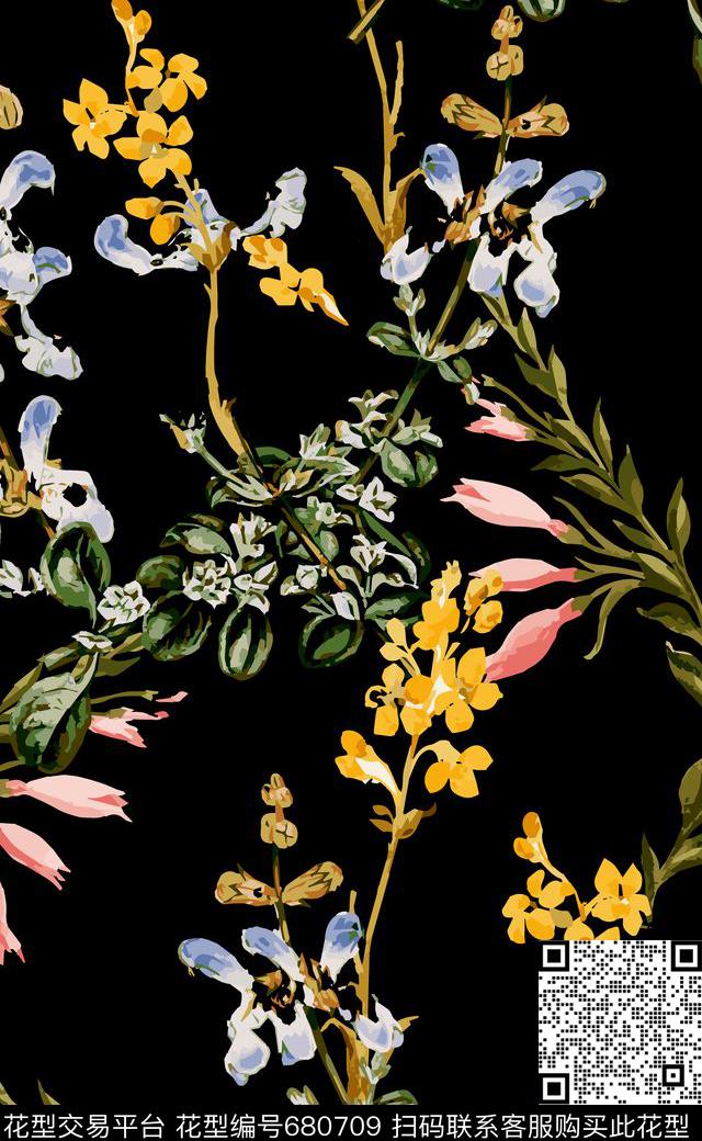 女装连衣裙高清花卉小清新花数码印花华亿平台下载（图片编号: 680709） - 瓦栏（Walan）