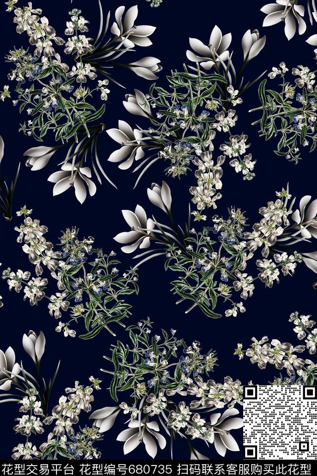 花卉满身印花数码印花华亿平台下载（图片编号: 680735） - 瓦栏（Walan）