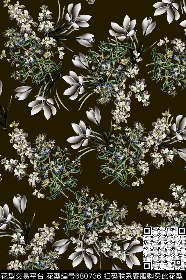 花卉满身印花数码印花华亿平台下载（图片编号: 680736） - 瓦栏（Walan）