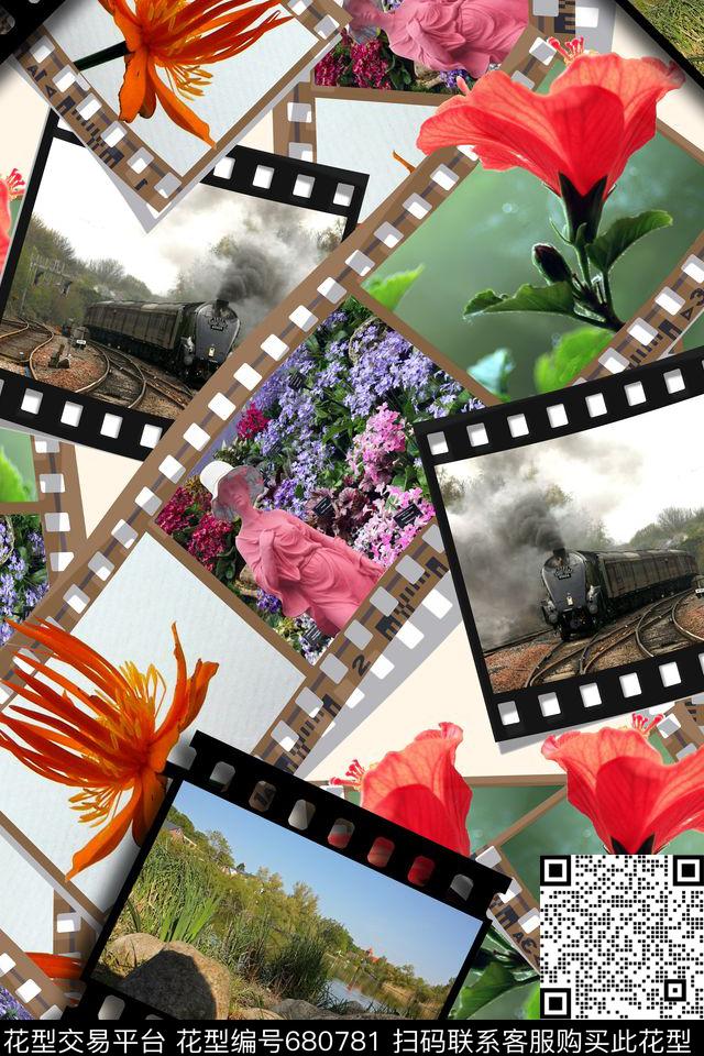 趣味底片风景数码印花华亿平台下载（图片编号: 680781） - 瓦栏（Walan）