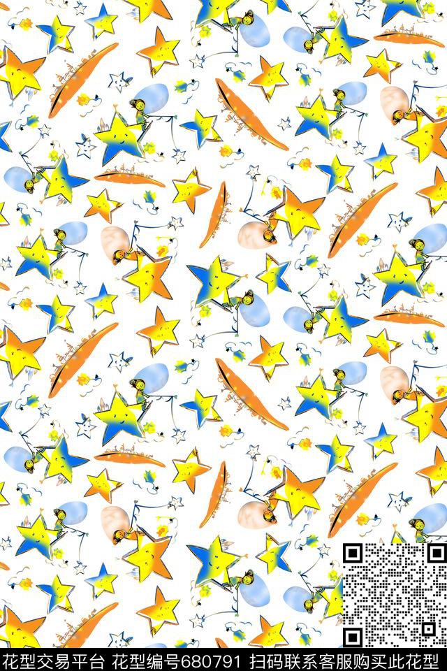 五角星小人传统印花华亿平台下载（图片编号: 680791） - 瓦栏（Walan）