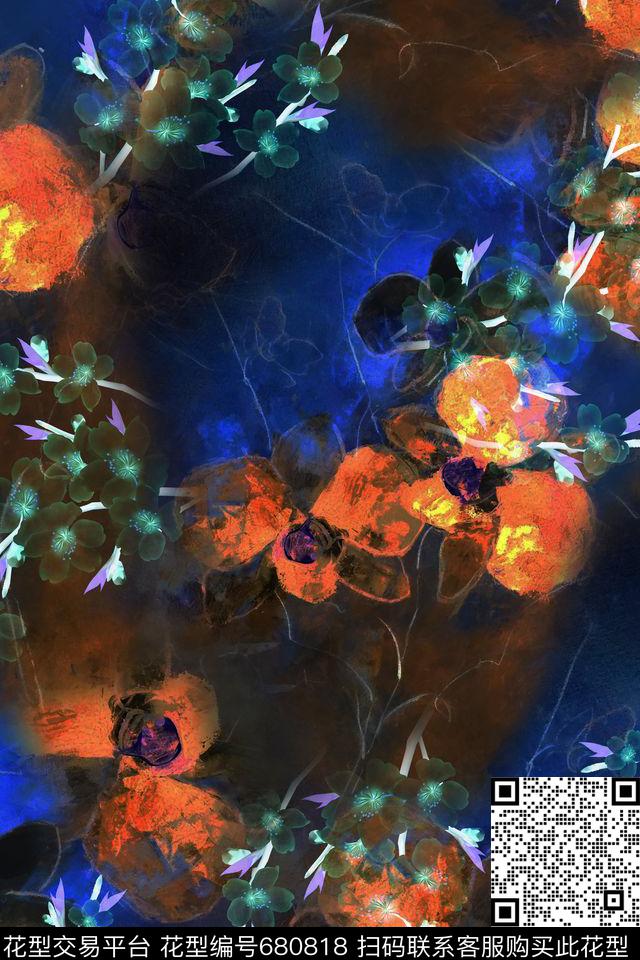 碎花花卉桃花数码印花华亿平台下载（图片编号: 680818） - 瓦栏（Walan）