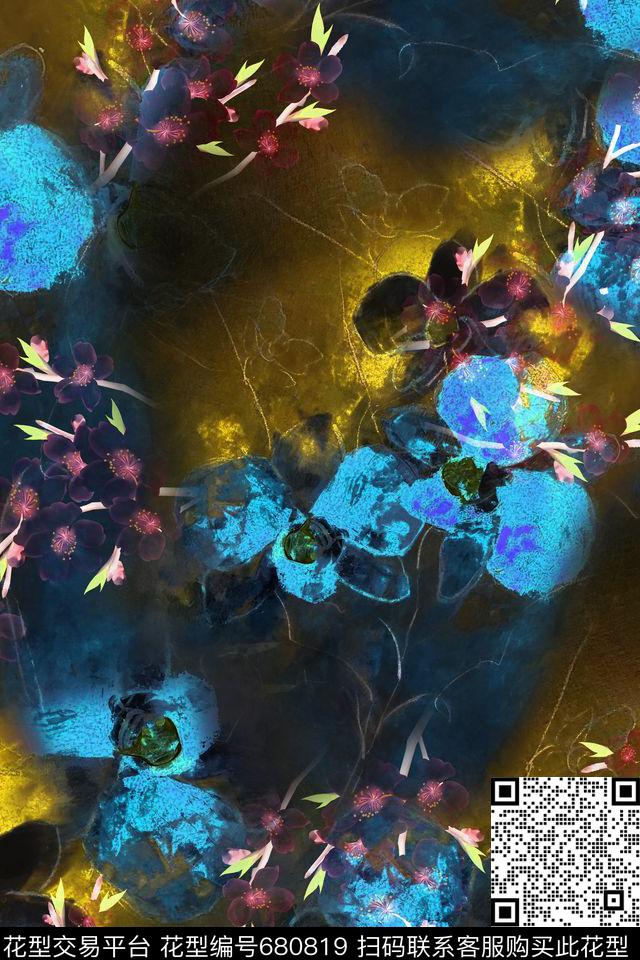 碎花花卉桃花数码印花华亿平台下载（图片编号: 680819） - 瓦栏（Walan）