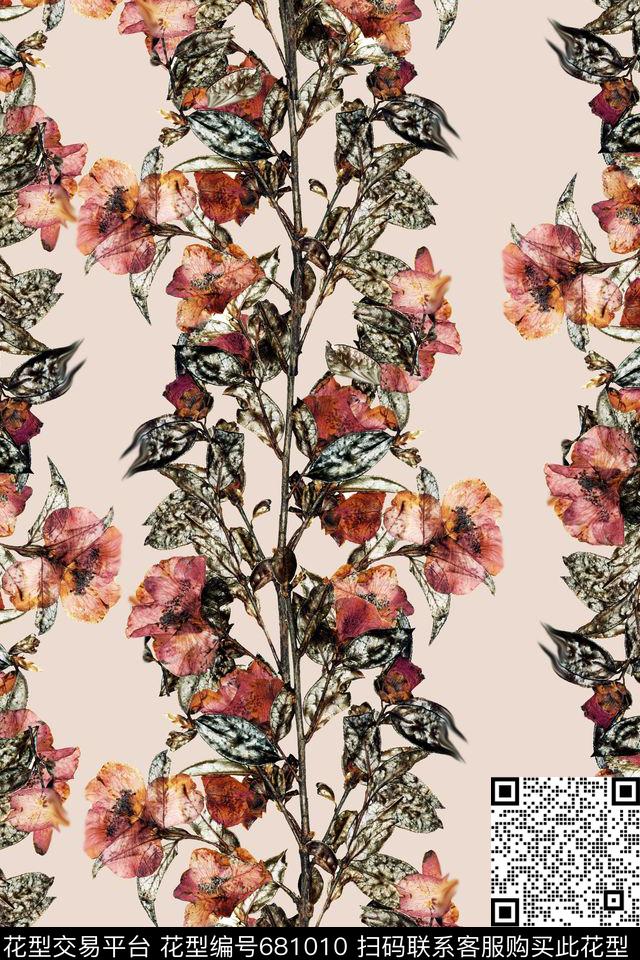 花朵花卉条形花数码印花华亿平台下载（图片编号: 681010） - 瓦栏（Walan）