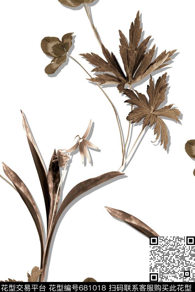 大花牡丹玫瑰数码印花华亿平台下载（图片编号: 681018） - 瓦栏（Walan）