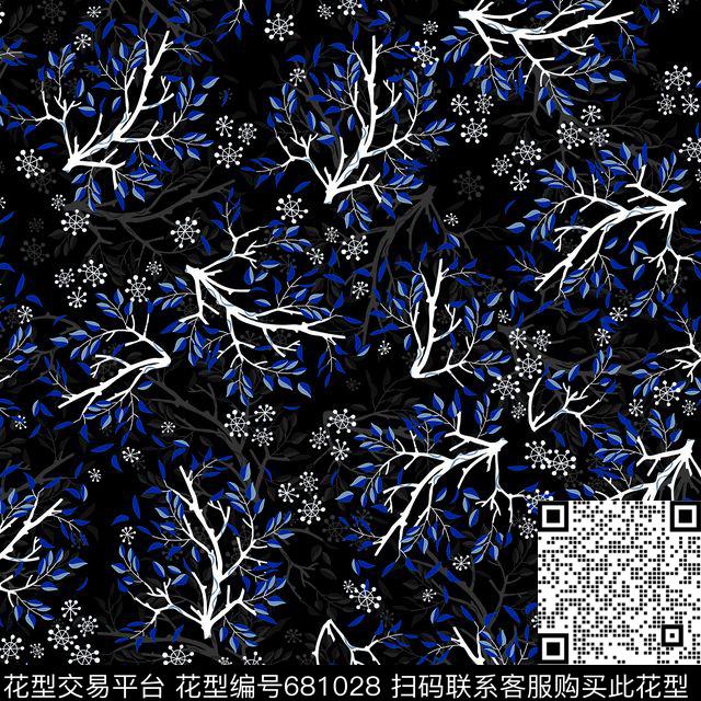 花卉小碎花小树枝叶子数码印花华亿平台下载（图片编号: 681028） - 瓦栏（Walan）