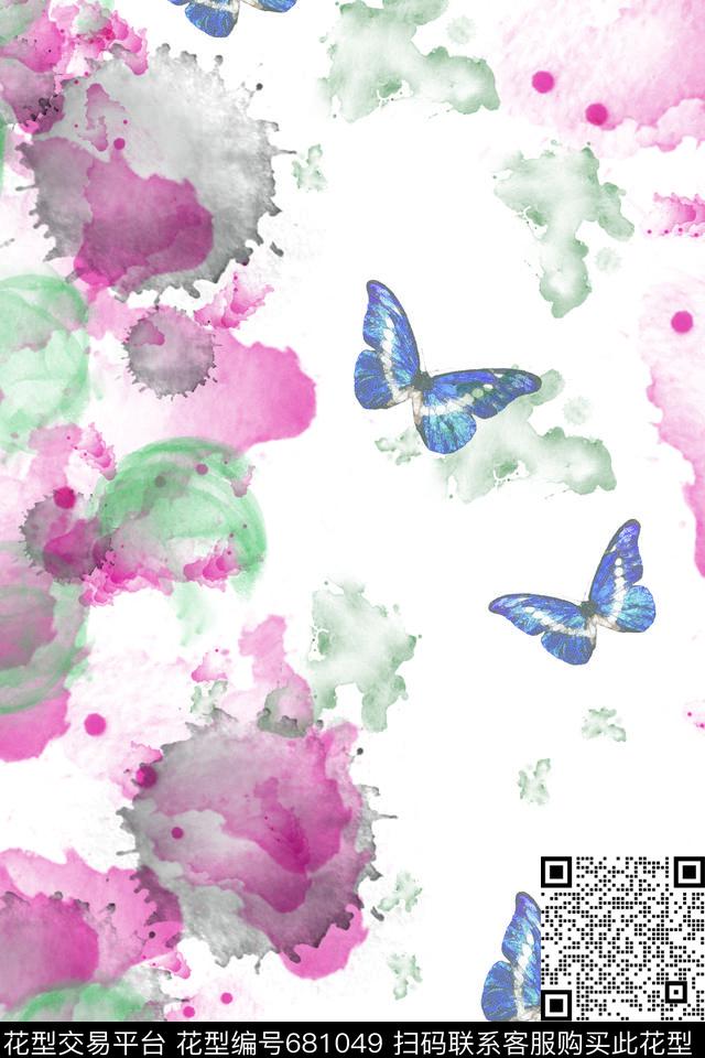 蝴蝶抽象纹理数码印花华亿平台下载（图片编号: 681049） - 瓦栏（Walan）