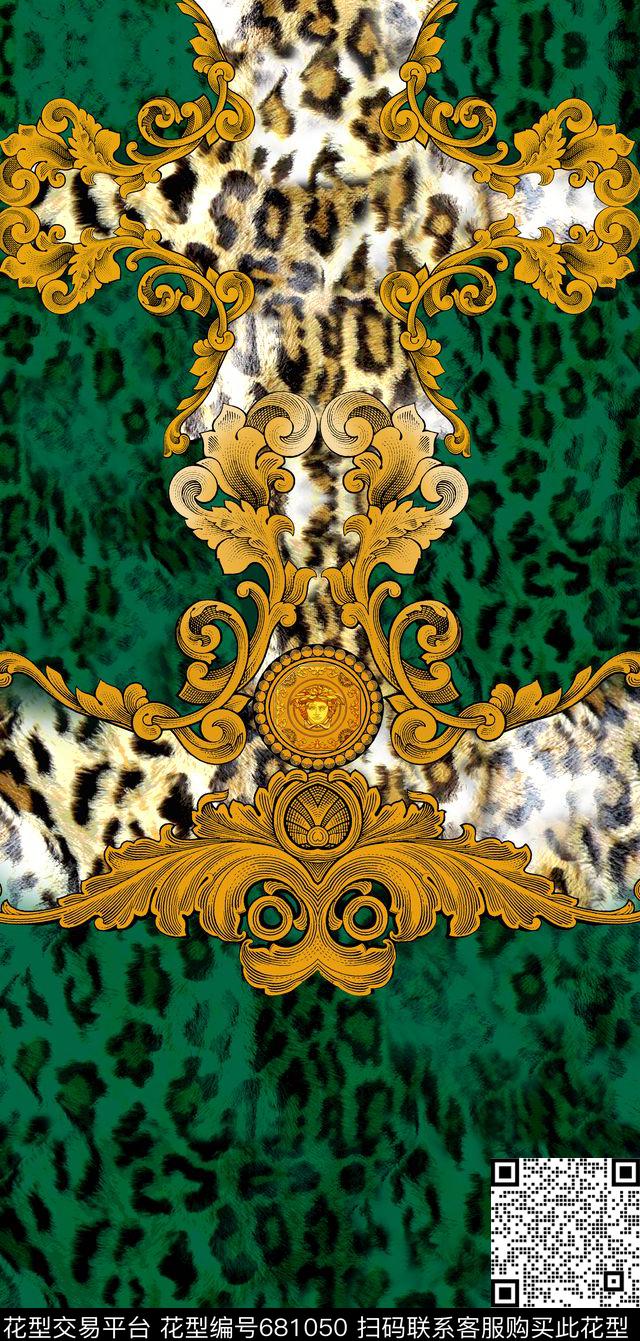 欧美卷草纹链条数码印花华亿平台下载（图片编号: 681050） - 瓦栏（Walan）