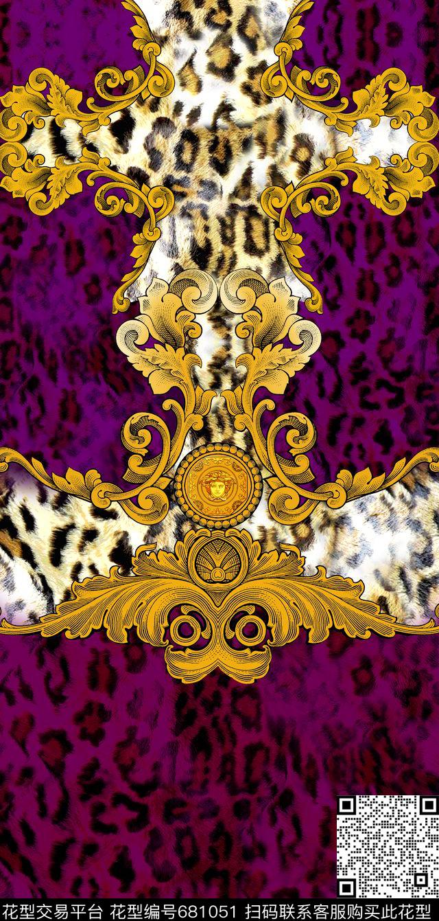 欧美卷草纹链条数码印花华亿平台下载（图片编号: 681051） - 瓦栏（Walan）