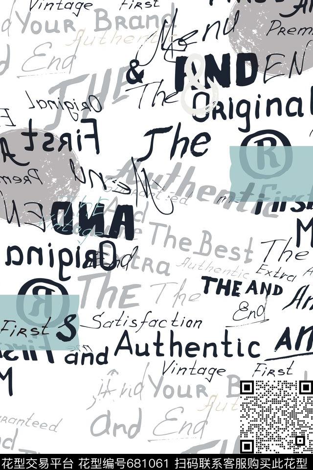 男装满版英文传统印花华亿平台下载（图片编号: 681061） - 瓦栏（Walan）