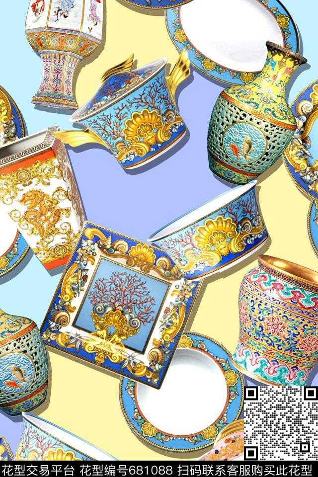 欧式瓷器花瓶数码印花华亿平台下载（图片编号: 681088） - 瓦栏（Walan）