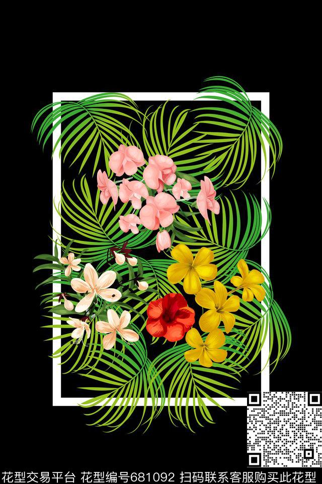 T恤卫衣图案男装棕榈叶传统印花华亿平台下载（图片编号: 681092） - 瓦栏（Walan）