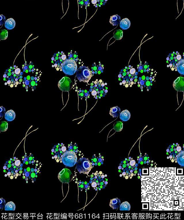 花波点水彩数码印花华亿平台下载（图片编号: 681164） - 瓦栏（Walan）