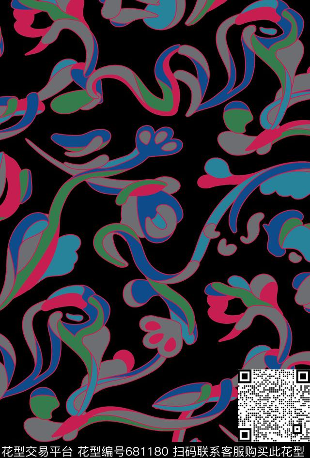 抽象、艺术传统纹样数码印花华亿平台下载（图片编号: 681180） - 瓦栏（Walan）