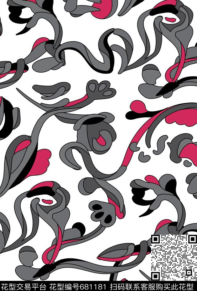 抽象、艺术传统纹样数码印花华亿平台下载（图片编号: 681181） - 瓦栏（Walan）