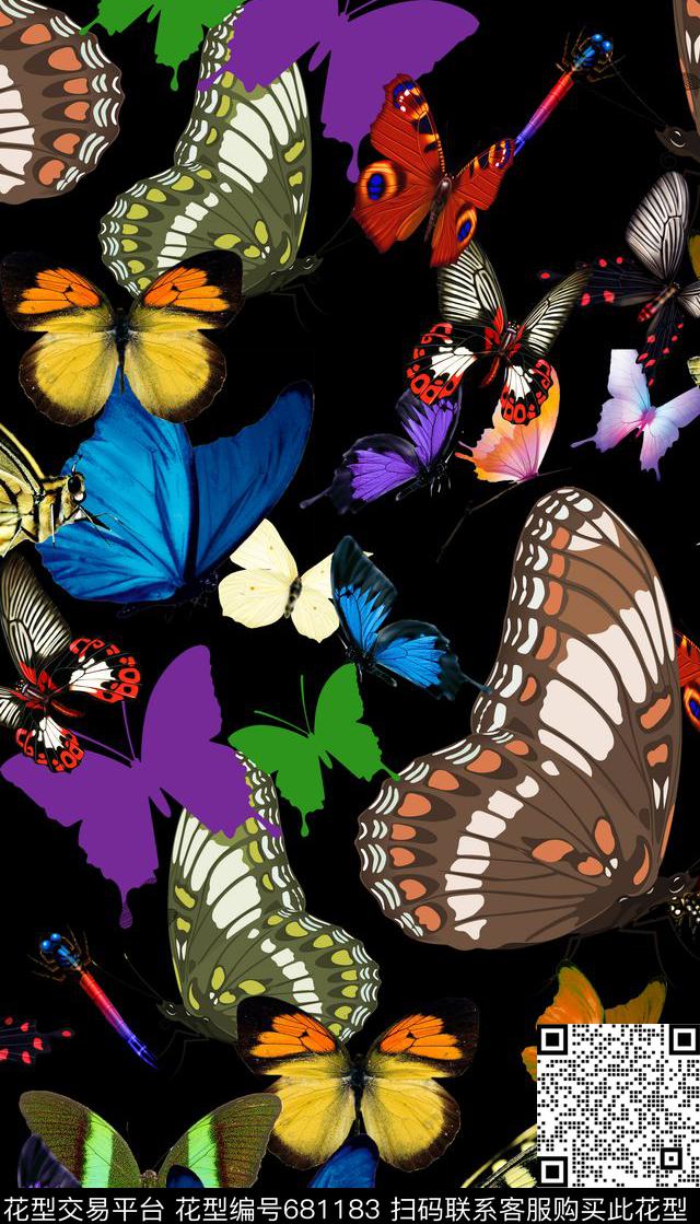 创意蝴蝶女装泳装数码印花华亿平台下载（图片编号: 681183） - 瓦栏（Walan）