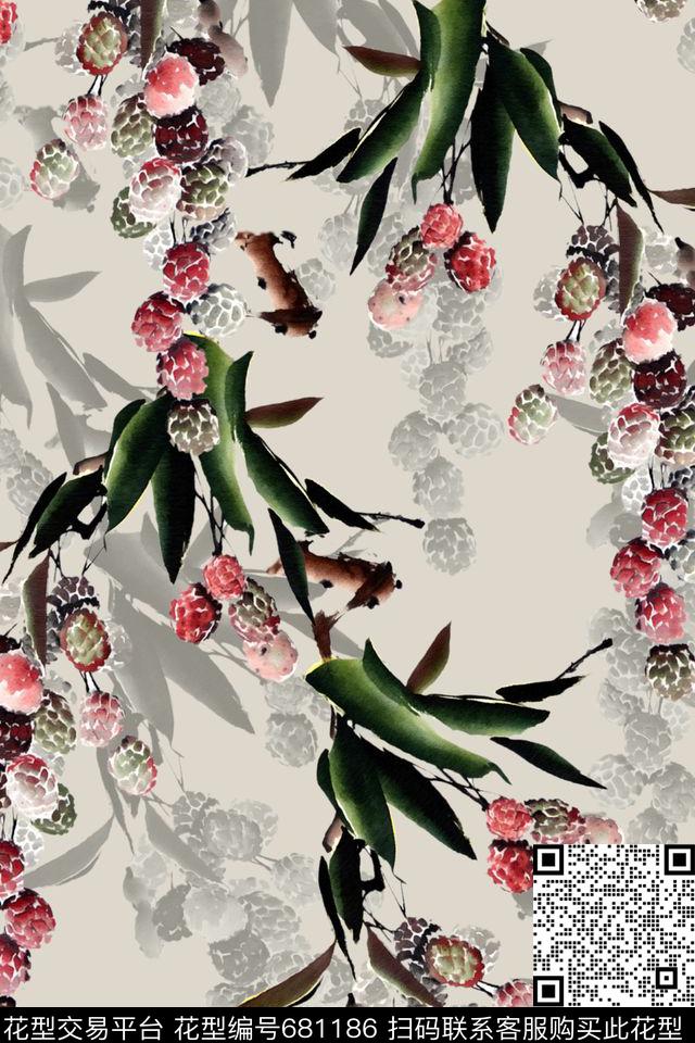 浪漫、水彩、花卉、女装数码印花华亿平台下载（图片编号: 681186） - 瓦栏（Walan）