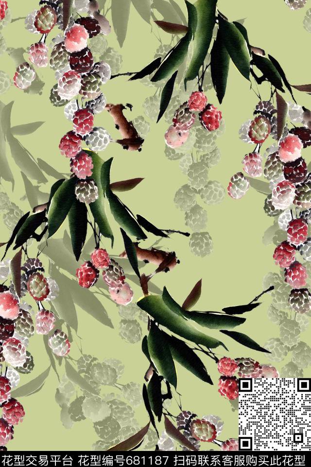浪漫、水彩、花卉、女装数码印花华亿平台下载（图片编号: 681187） - 瓦栏（Walan）