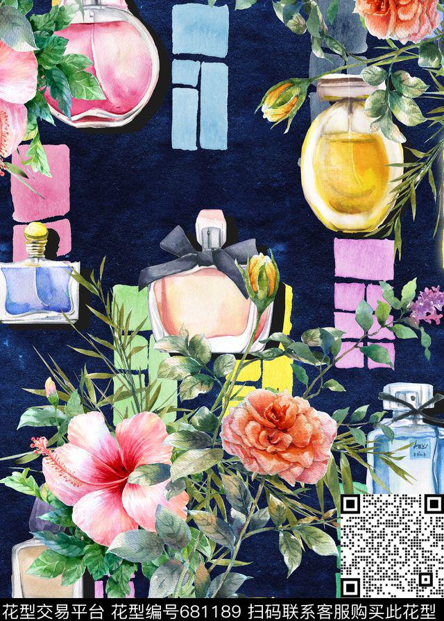 百合玫瑰花卉数码印花华亿平台下载（图片编号: 681189） - 瓦栏（Walan）