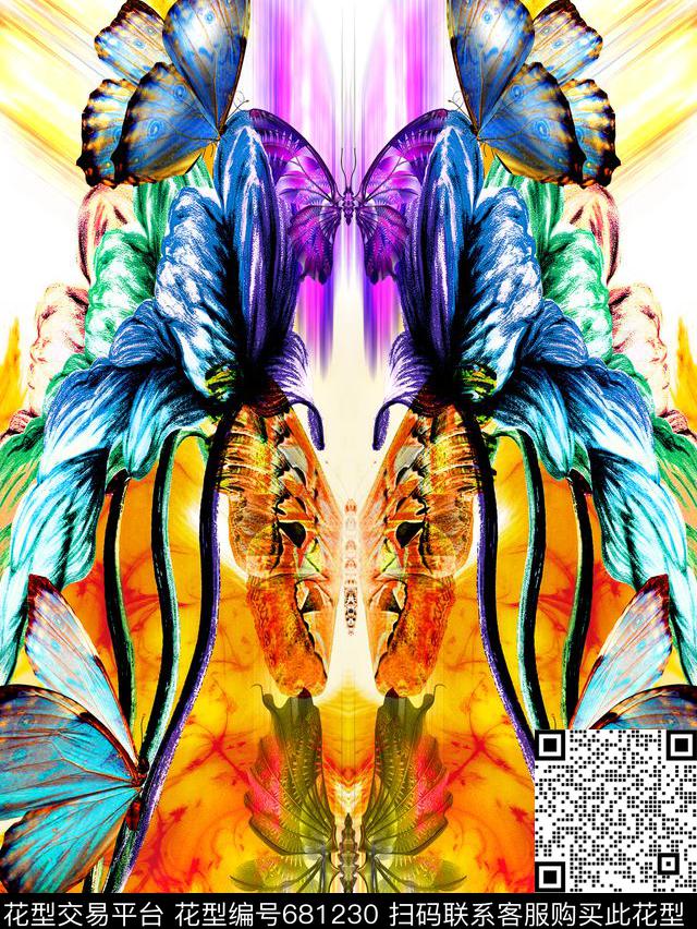 花卉Fei-女装蝴蝶数码印花华亿平台下载（图片编号: 681230） - 瓦栏（Walan）
