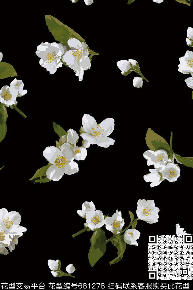 花朵花卉传统印花华亿平台下载（图片编号: 681278） - 瓦栏（Walan）