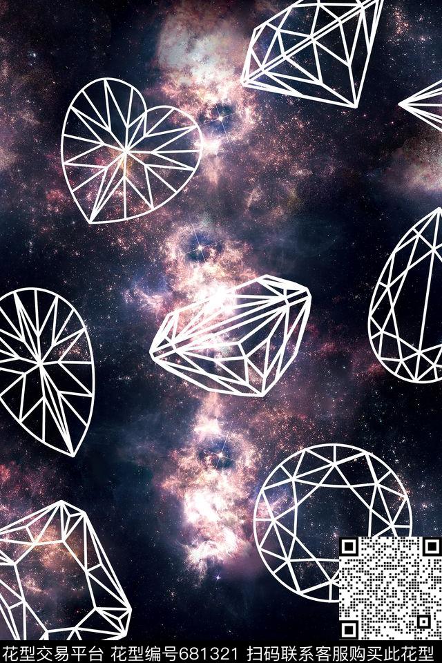 星空圆形三角形数码印花华亿平台下载（图片编号: 681321） - 瓦栏（Walan）