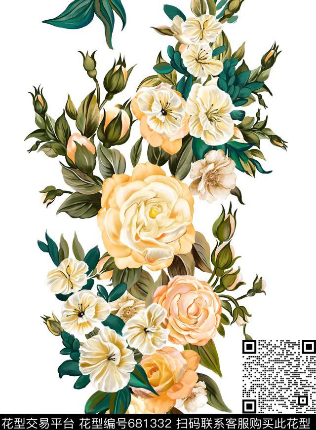 杜嘉班纳Dolce&Gabbana高清手绘百合花数码印花华亿平台下载（图片编号: 681332） - 瓦栏（Walan）