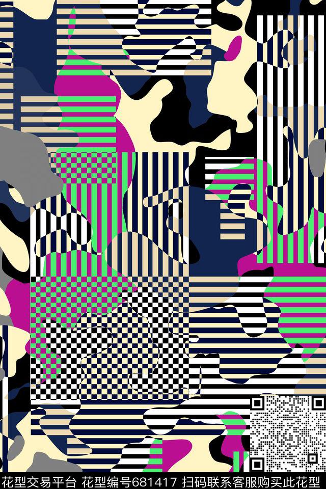 女装几何格子传统印花华亿平台下载（图片编号: 681417） - 瓦栏（Walan）
