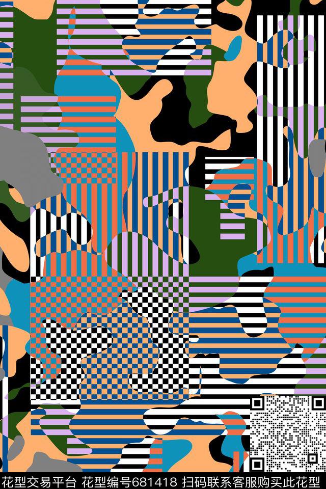 女装几何格子传统印花华亿平台下载（图片编号: 681418） - 瓦栏（Walan）