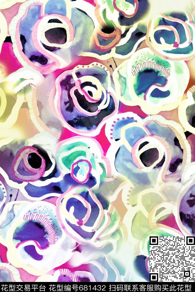 花朵大花花卉数码印花华亿平台下载（图片编号: 681432） - 瓦栏（Walan）