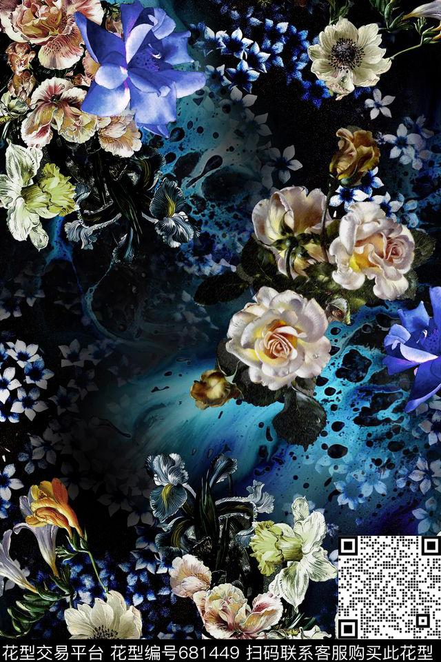 油画花卉花朵花卉数码印花华亿平台下载（图片编号: 681449） - 瓦栏（Walan）