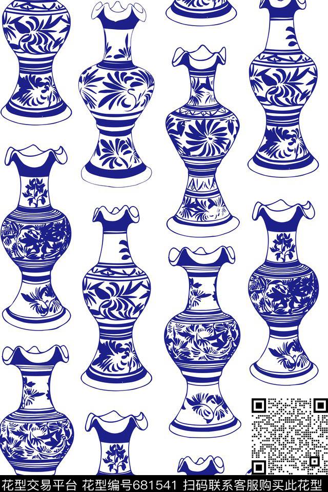 民族风中国风青花瓷传统印花华亿平台下载（图片编号: 681541） - 瓦栏（Walan）