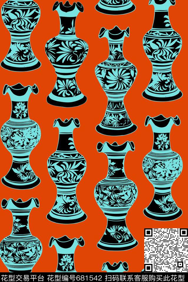 民族风中国风青花瓷传统印花华亿平台下载（图片编号: 681542） - 瓦栏（Walan）