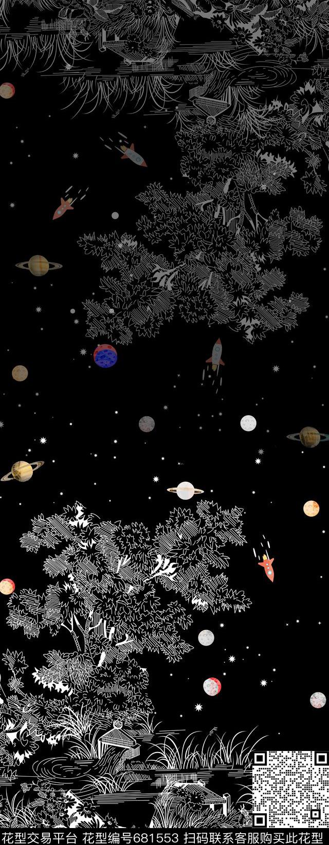 星空太空森林数码印花华亿平台下载（图片编号: 681553） - 瓦栏（Walan）