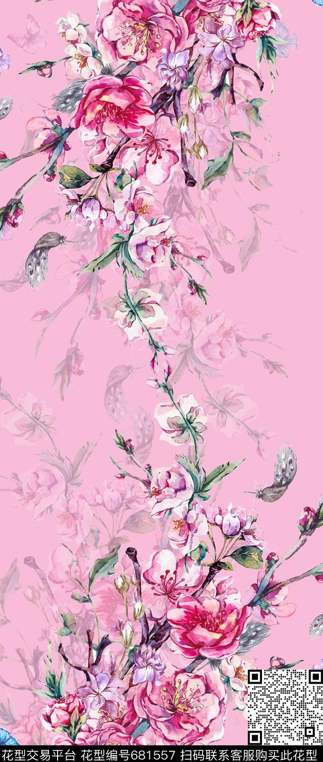 双边定位花卉数码印花华亿平台下载（图片编号: 681557） - 瓦栏（Walan）
