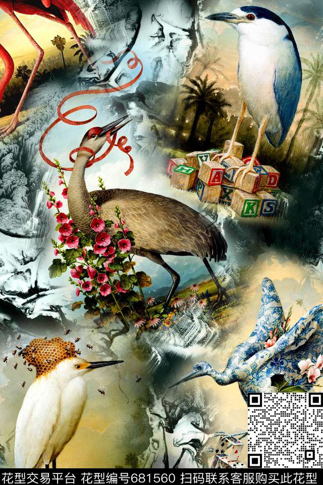 抽象几何拼接数码印花华亿平台下载（图片编号: 681560） - 瓦栏（Walan）