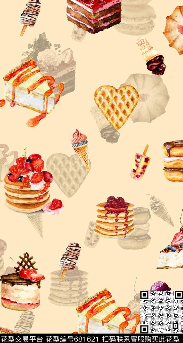 趣味冰激凌可爱数码印花华亿平台下载（图片编号: 681621） - 瓦栏（Walan）