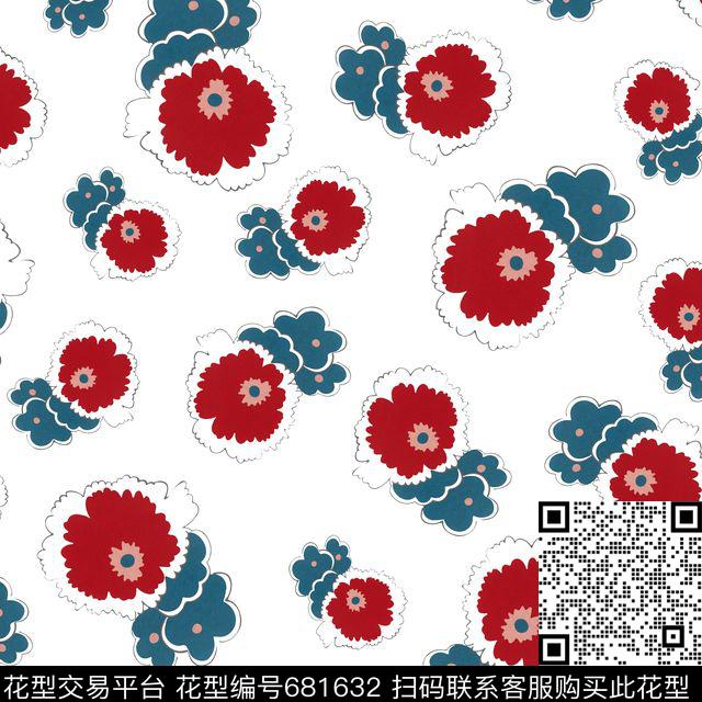 时尚女装可爱卡通花朵花卉数码印花华亿平台下载（图片编号: 681632） - 瓦栏（Walan）