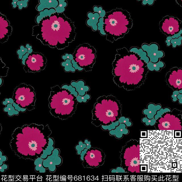 时尚女装可爱卡通花朵花卉数码印花华亿平台下载（图片编号: 681634） - 瓦栏（Walan）