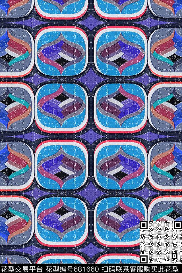 条纹混搭几何炫彩不规则几何数码印花华亿平台下载（图片编号: 681660） - 瓦栏（Walan）