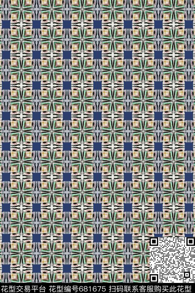 格子混搭几何炫彩小方块数码印花华亿平台下载（图片编号: 681675） - 瓦栏（Walan）