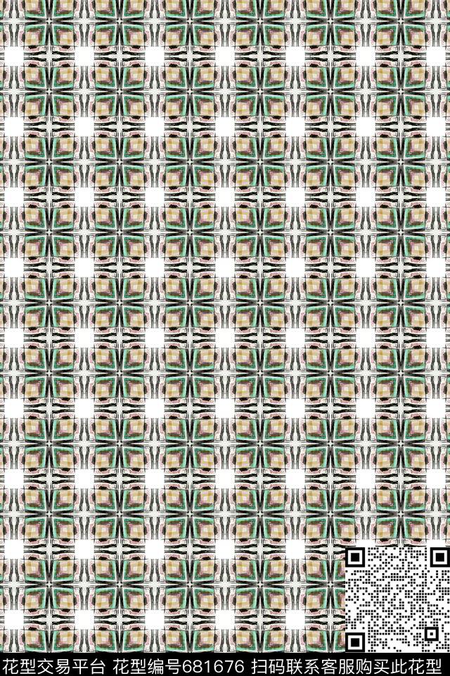 格子混搭几何炫彩小方块数码印花华亿平台下载（图片编号: 681676） - 瓦栏（Walan）