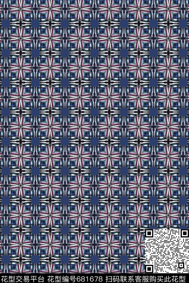 格子混搭几何炫彩小方块数码印花华亿平台下载（图片编号: 681678） - 瓦栏（Walan）