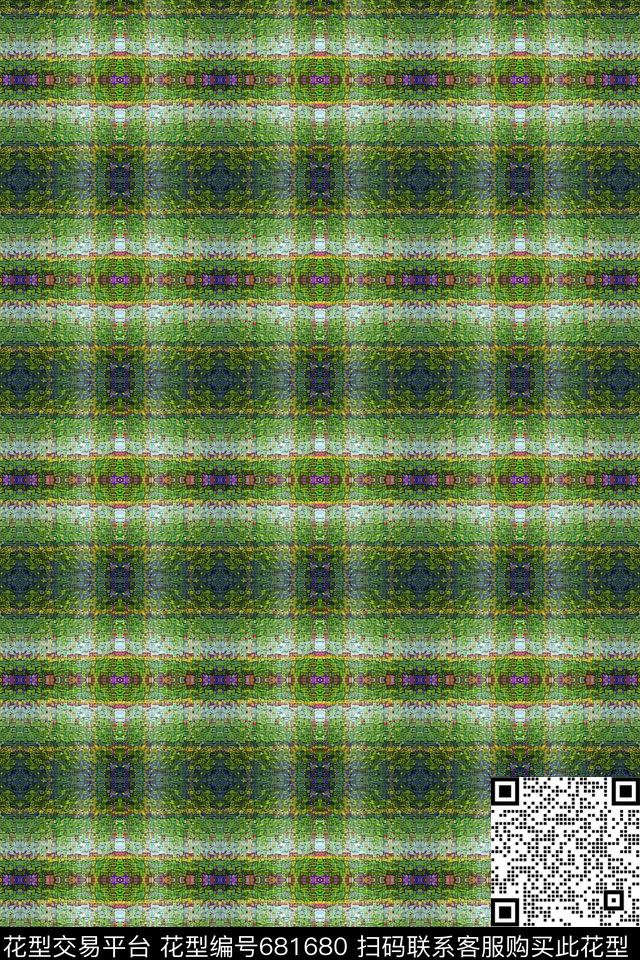 格子混搭几何图案几何炫彩数码印花华亿平台下载（图片编号: 681680） - 瓦栏（Walan）