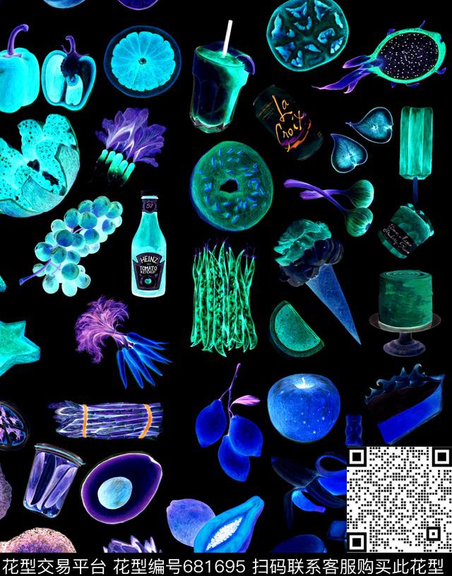 水果趣味数码印花华亿平台下载（图片编号: 681695） - 瓦栏（Walan）