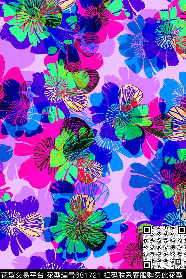 女装花卉抽象传统印花华亿平台下载（图片编号: 681721） - 瓦栏（Walan）