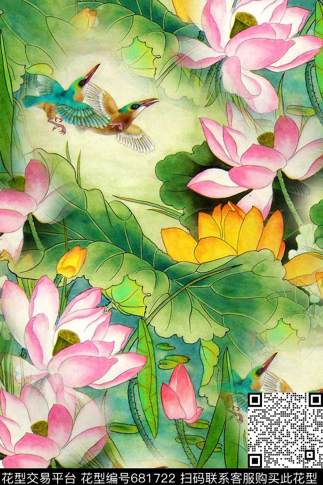 国画民族风中国风数码印花华亿平台下载（图片编号: 681722） - 瓦栏（Walan）