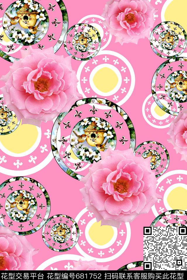 抽象手绘满版花卉几何拼花时尚潮流大牌复古欧美风女装花卉数码印花华亿平台下载（图片编号: 681752） - 瓦栏（Walan）